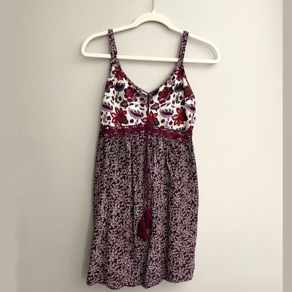 Maroon Paisley Lace Floral Dress